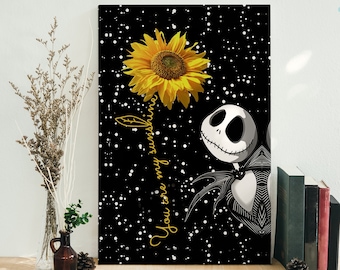 Jack Skellington And Sunflower You Are My Sunshine Framed Canvas, Unframed Poster, Jack Skellington Canvas, Halloween Wall Decor