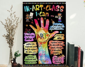 In Art Class, I Can Have An Idea, Think About What’s Next, Share The Idea Framed Canvas, Unframed Poster, Art Class Canvas, Classroom Decor