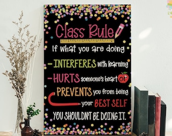 Class Rules If What You Are Doing Interferes With Learning Framed Canvas, Unframed Poster, Classroom Rules Canvas, Classroom Wall Decor