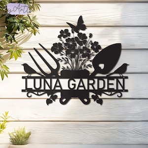 Personalized Garden Tool Metal Wall Art, Customized Hanging Garden Decor, Family Name Sign, Outdoor Yard Gifts, Grandma Porch Decoration
