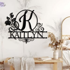 Custom Last Name Sign, Personalized Metal Wall Art, Family Name Sign, Metal Initial Door Hanger, Wedding Gift, Established Leafy Sign
