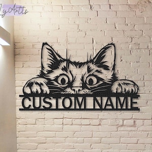 Cat Metal Sign, Cat Wall Art,Custom Cat Name Sign, Pet Lover Gift, Personalized Cat Sign, Cat Wall Decor, Room Decoration
