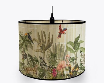 Bamboo Lamp Shade Green Plants Pattern Chandelier Lamp Lampshade Japanese Style Light Cover Lamp Shades for Floor Light and Table Lamp E27