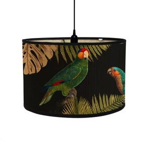 Abat-jour en bambou motif oiseaux, lustre, couvercle de lampe, abat-jour tambour, abat-jour vintage, plafonnier E27 Style 03