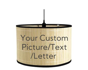 Custom Bamboo Lamp Shade Chandelier Lamp Cover Lamp Lampshade Drum Lamp Shade Vintage  Lampshade E27 Ceiling Lamp Personalized Gift