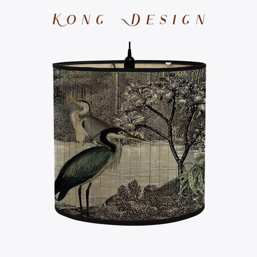 Natural Bamboo Lamp Shades, Vintage Decorative Drum Lampshades for