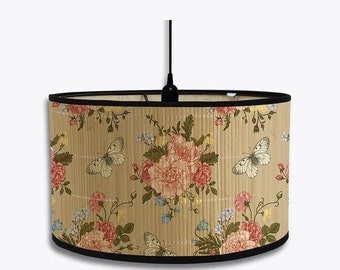 Bamboo Lamp Shade Flora Pattern Chandelier Lamp Lampshade Vintage Light Cover Lamp Shades for Floor Light and Table Lamp