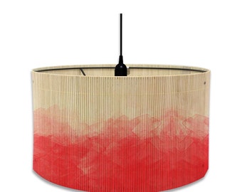Gradient Painting Bamboo Lamp Shades Chandelier Light Cover Drum Lamp Shade ,Replacement  cover for Table/Floor/Ceiling  Lamp shade E27