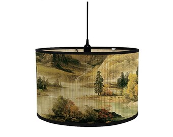 Landscape Bamboo Lamp Shade Vintage Style Lighting Cover Lamp Shades for Floor Light and Table/Ceiling  Lamp