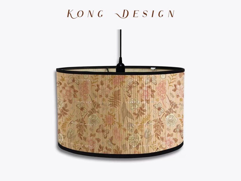 Abat-jour en bambou vintage à motif floral, couverture lumineuse pour lampes de table dans le salon, la chambre à coucher, le bureau, abat-jour de plafond E27 Style 02