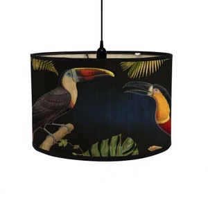 Bamboo Lamp Shade Birds Pattern Chandelier Lamp Cover Lamp Lampshade Drum Lamp Shade Vintage Lampshade E27 Ceiling Lamp Style 05