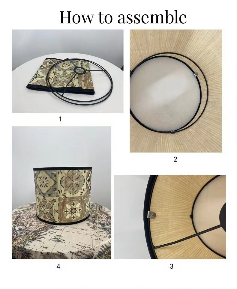 Natural Bamboo Lamp Shades Vintage Decorative Drum Lampshades Etsy