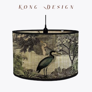 Bamboo Lamp Shade Birds Pattern Chandelier Lamp Cover Lamp Lampshade Drum Lamp Shade Vintage  Lampshade E27 Ceiling Lamp