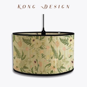 Abat-jour en bambou vintage à motif floral, couverture lumineuse pour lampes de table dans le salon, la chambre à coucher, le bureau, abat-jour de plafond E27 Style 03