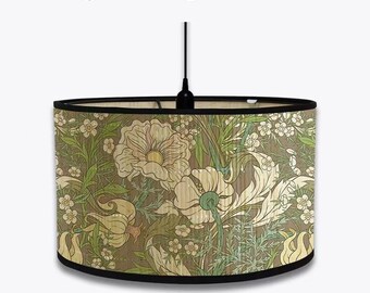 Flora Patroon Kroonluchter Lampenkap Opvouwbare Bamboe Lampenkap Vintage Stijl Lichtafdekking Lampenkappen voor Vloerlamp en Tafel-/plafondlamp