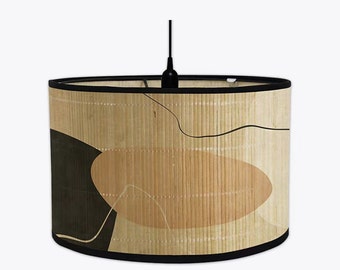 Bamboo Lamp Shades Covers Drum Lampshade with vintage Pattern Replacement Lamp Cover for Table/Floor/Ceiling Lamp