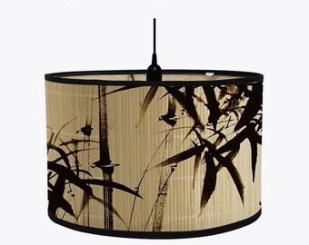 Bamboo Lamp Shade Bamboo Plants Chandelier Lamp Lampshade for Floor Light and Table Lamp，Foldable，Ceiling Lamp  E27