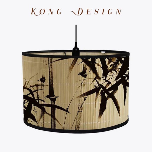 Bamboo Lamp Shade Bamboo Plants Chandelier Lamp Lampshade for Floor Light and Table Lamp，Foldable，Ceiling Lamp  E27