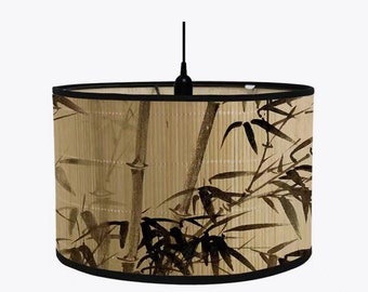 Foldable Bamboo Lamp Shade Bamboo Plants Chandelier Lamp Lampshade for Floor Light and Table Lamp E27