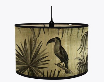 Bamboo Lamp Shade Birds Pattern Chandelier Lamp Cover Lamp Lampshade Drum Lamp Shade Vintage  Lampshade E27