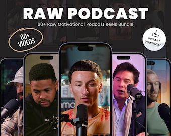 Raw Podcast Motivational Reels Bundle - Instant Downloads, Viral Reels and Reels Templates