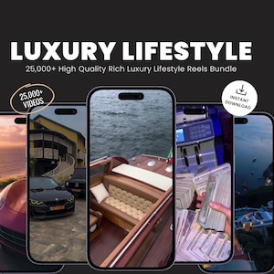 25,000以上のバイラルな贅沢でリッチなライフスタイルビデオリール、車、ヨット、飛行機、億万長者 - TikTok、Instagram、YouTubeショート - 即時ダウンロード
