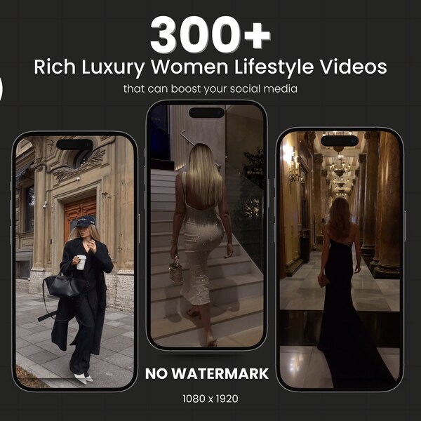 Plus de 300 bobines de luxe pour femmes | Femmes riches de luxe pour Instagram | Bobines de luxe pour tiktok instagram - Téléchargement instantané