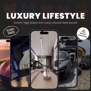 20,000+ luxury reels rich lifestyle videos cars yacht plane millionaire tiktok instagram youtube mrr plr digital products