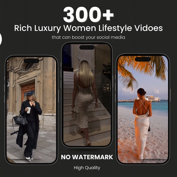 Plus de 300 bobines de luxe pour femmes | Femmes riches de luxe pour Instagram | Bobines de luxe pour tiktok instagram - Téléchargement instantané