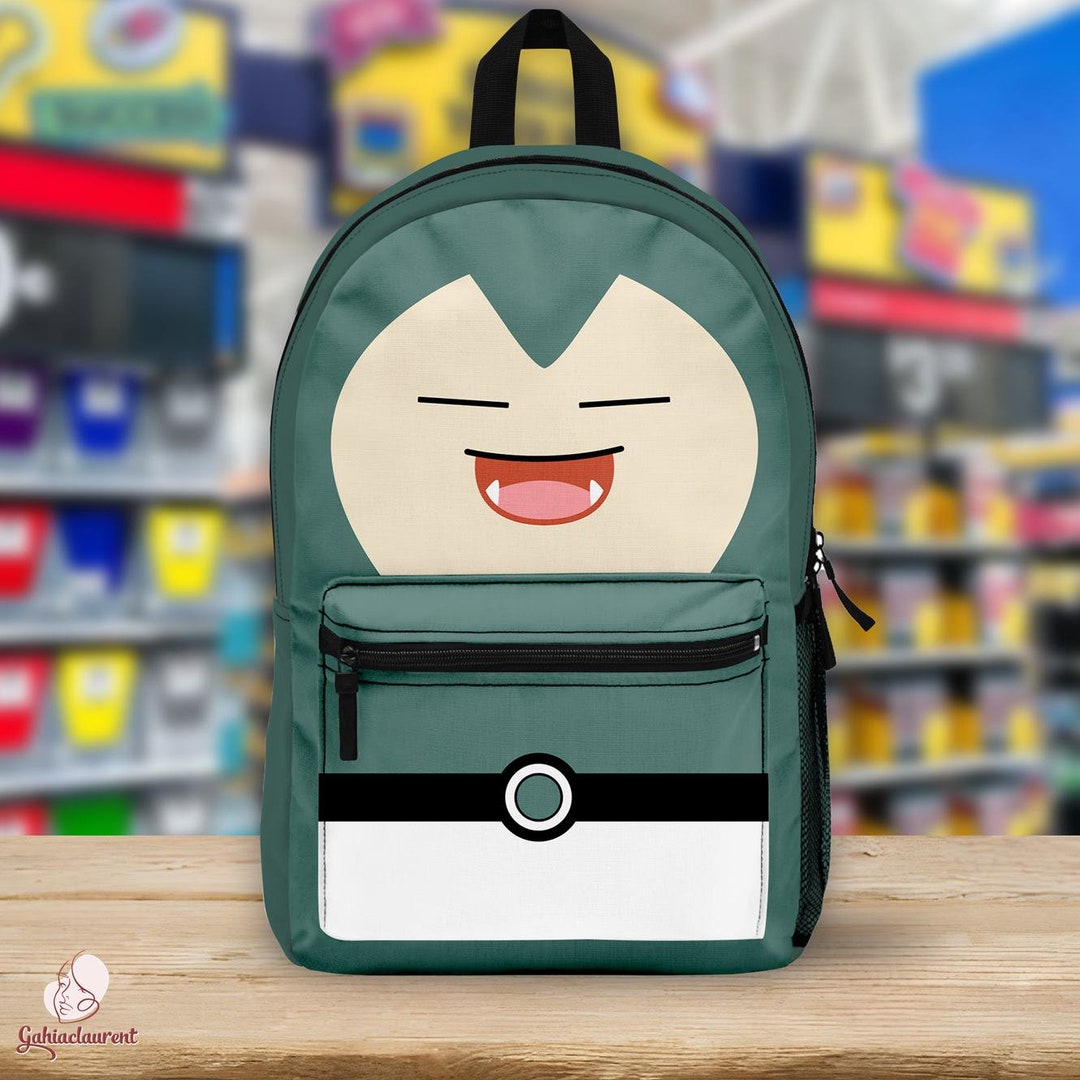Snorlax School Backpack Snorlax Backpack Anime School Bag Pocket