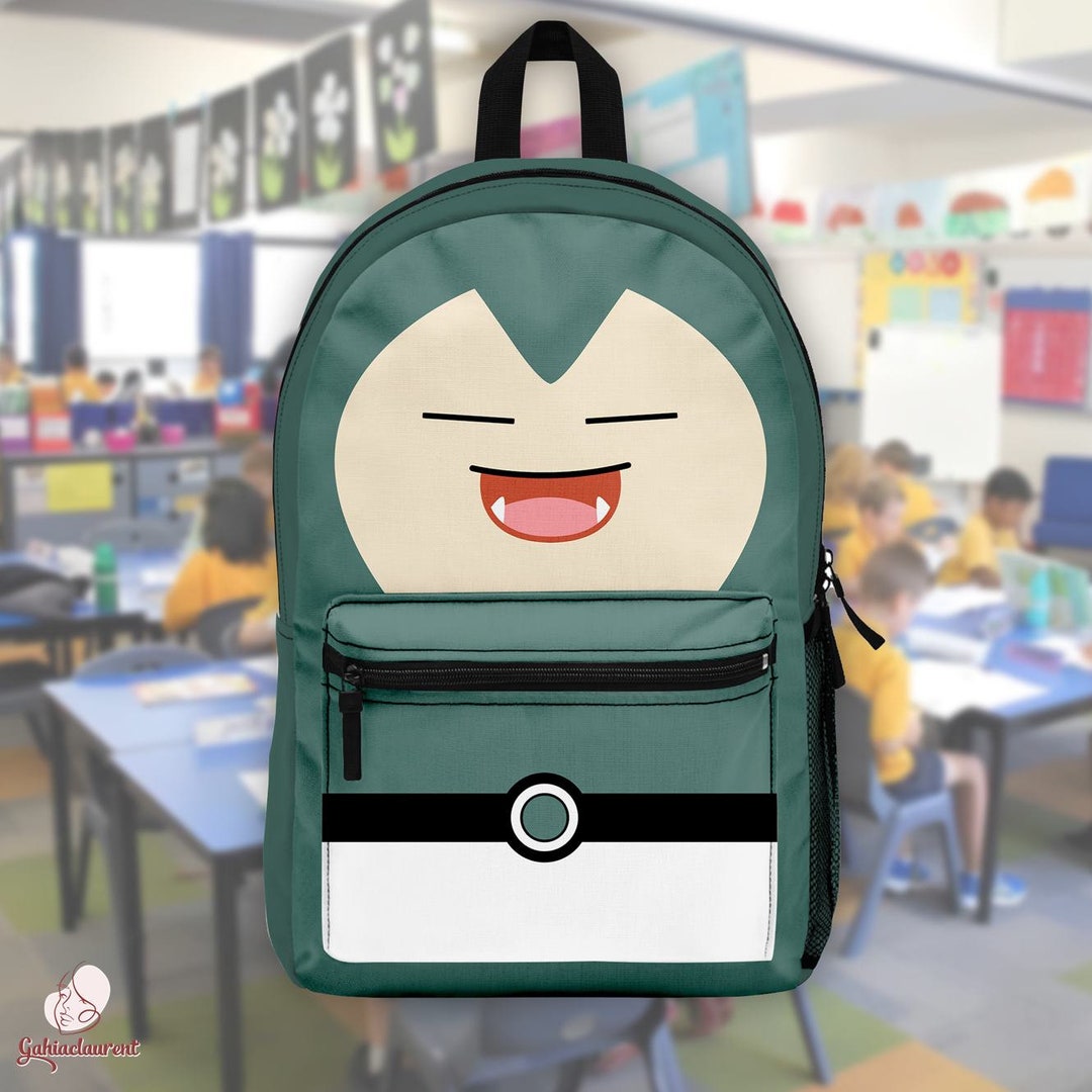 Snorlax School Backpack Snorlax Backpack Anime School Bag Pocket