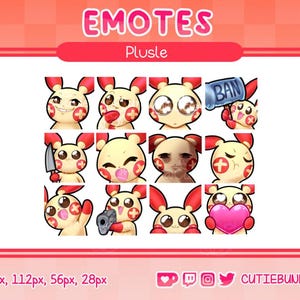 Plusle | Emote Pack for Twitch, Discord and YouTube | Cute Poke Emote Pack for Streaming