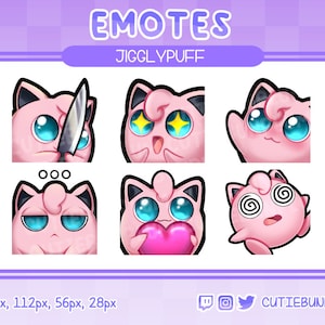 Jigglypuff | Emote Pack for Twitch, Discord and YouTube | Cute Pink Emote Pack for Streaming