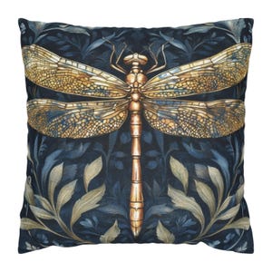 William Morris inspiriertes Libellenkissen, Garten-inspirierter Kissenbezug, Sofa-Kissenbezug, Insektenakzentkissen, dekorativer Kissenbezug