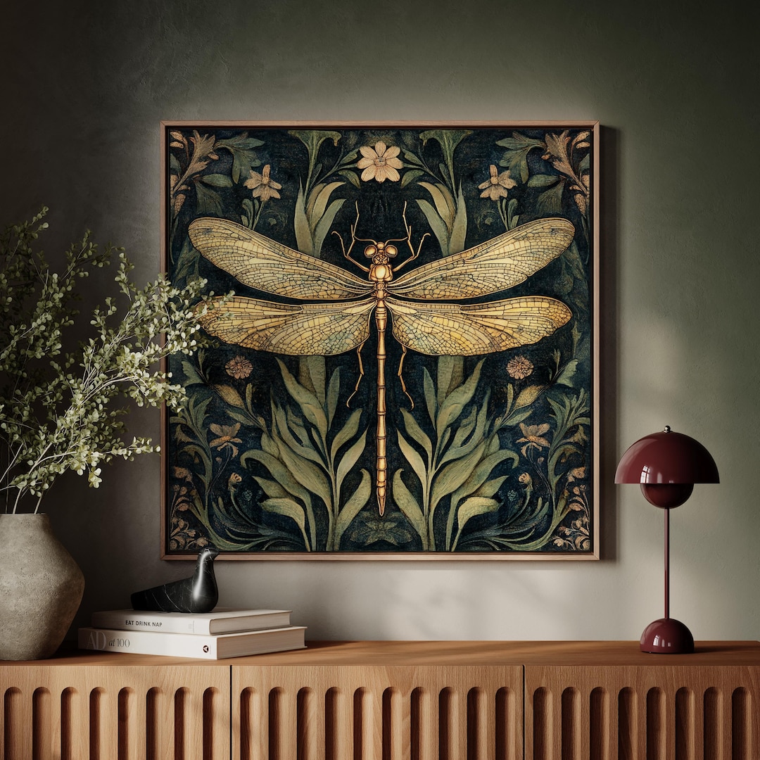 William Morris Dragonfly Wall Art, Vintage Insect Poster, Nature ...