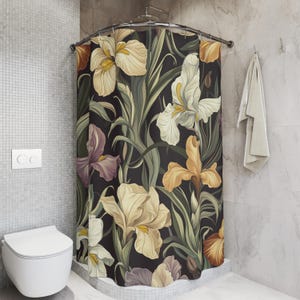 Art Nouveau Floral Shower Curtain, Vintage Botanical Bathroom Decor, Elegant Nature-Inspired Curtain, Bathroom Curtain, Floral Accent