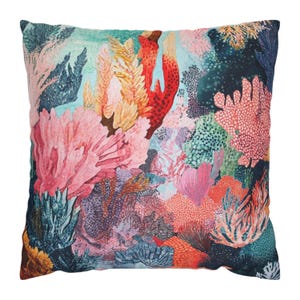 Tropical Coral Reefs Pillow, Vibrant Ocean Throw Pillow, Sea Life Accent Pillow, Underwater Pillowcase, Beach House Pillow Cushion Cover