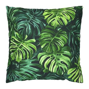 Monstera Leaves Accent Pillow, Tropical Throw Pillow, Boho Jungle Pillowcase, Green Leaf Pillow Cover, Botanical Home Decor, Coastal Pillow
