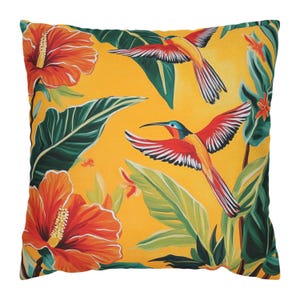 Tropical Birds Pillow, Exotic Accent Pillow, Jungle Throw Pillow, Colorful Bird Pillowcase, Tropical Pillow Cover, Island-Inspired Decor