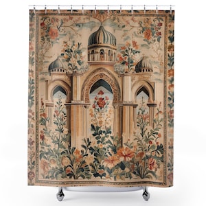 Vintage Architecture Shower Curtain, Antique Bathroom Decor, Ornate Design, Floral Shower Curtain, Bathroom Accessories, Bathroom Accent
