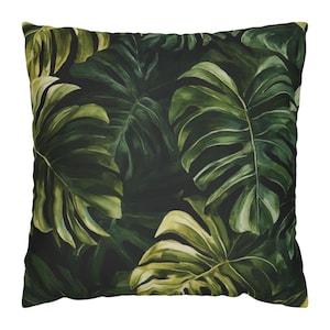 Monstera Leaves Accent Pillow, Tropical Throw Pillow, Leaf Pillow, Jungle Pillowcase, Plant Pillow Cover, Botanical Home Decor