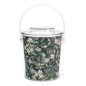 Balde de gelo William Morris Wild Thyme, utensílios de bar vintage, balde de gelo floral com tampa, decoração botânica para carrinho de bar, acessório para coquetéis
