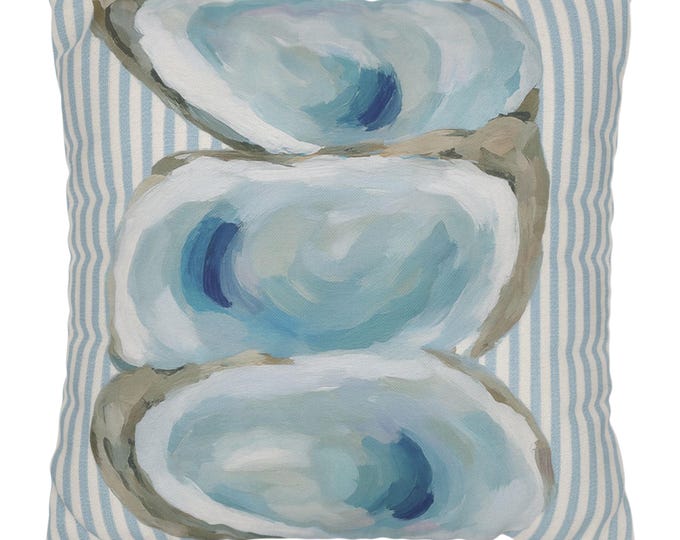 Beach House Oyster Shell Pillowcase, Coastal Ocean Accent Pillow, Marine Inspired Throw Pillow Cover for Nautical Home or Cottage Decor