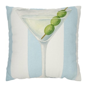 Martini Throw Pillow, Retro Cocktail Pillow Cover, Bar Lounge Accent Pillow, Martini Glass Pillowcase, Happy Hour Drink Home Cushion