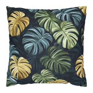 Tropical Monstera Pillow, Jungle Leaf Throw Pillow, Green Plant Pillowcase, Boho Pillow Cover, Botanical Living Room Accent, Coastal Pillow