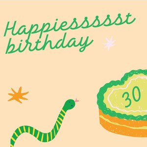 Verjaardagskaart met slangenthema 30 jaar