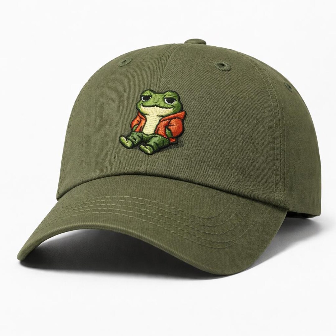 Custom Embroidered Cute Frog Hat Cartoon Animal Character Design Unique ...