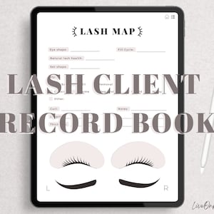 Wimpernklienten-Rekordbuch, Schönheitsaktenbuch, digitaler Lash-Tech-Planer, vollständig mit Hyperlink verknüpftes Salon-Terminlogbuch