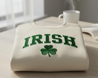 Custom Irish Embroidered Sweatshirt Classic Clover Design Heritage Inspired Casual Gift Apparel