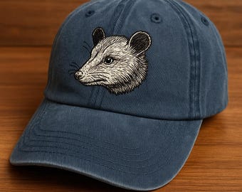 Opossum Embroidered Dad Cap: Chino Cotton Twill Adjustable 